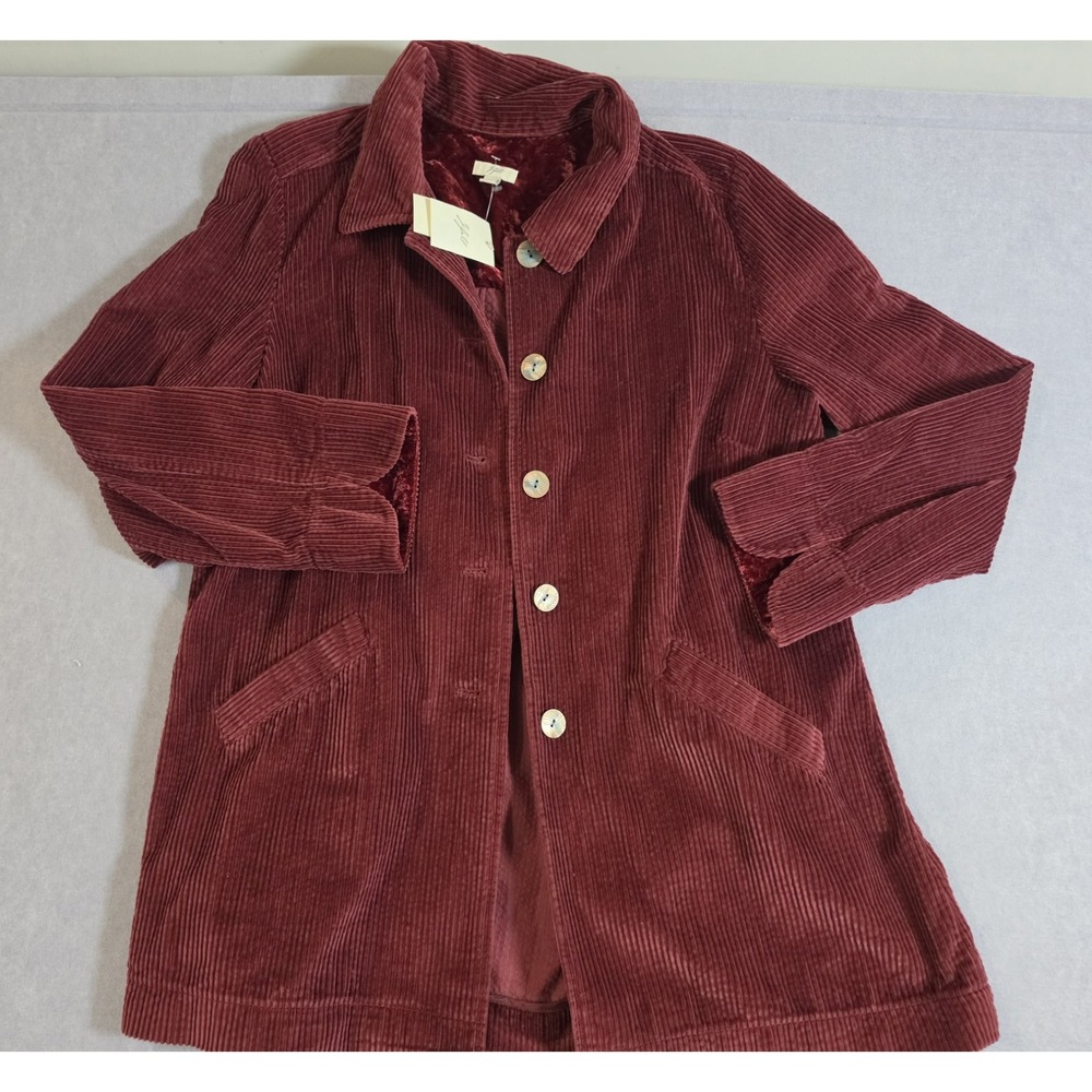 J.Jill Jacket Women's Corduroy Jacket Velvet Trim Cuffs & Collar, Size Large NWT